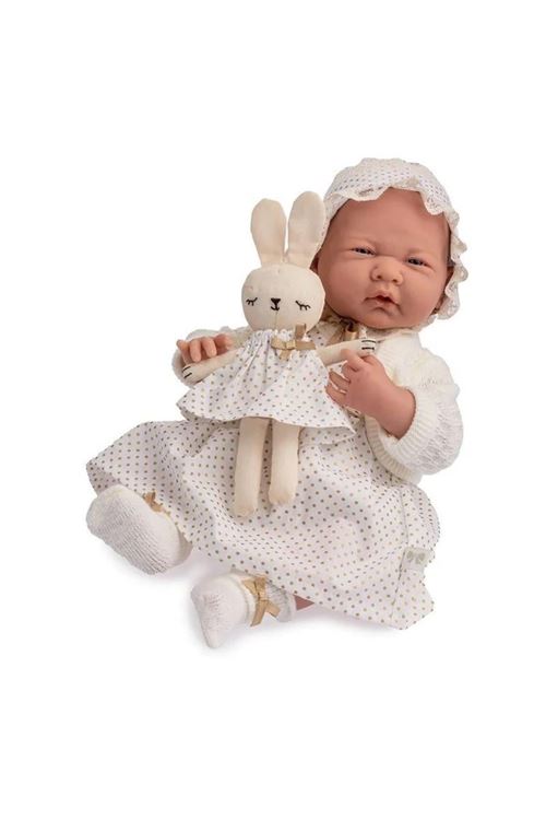 Berenguer Gerçekçi Yenidoğan Oyuncak Kız Bebek 39 cm - Beyaz Hırka ve Tavşanlı