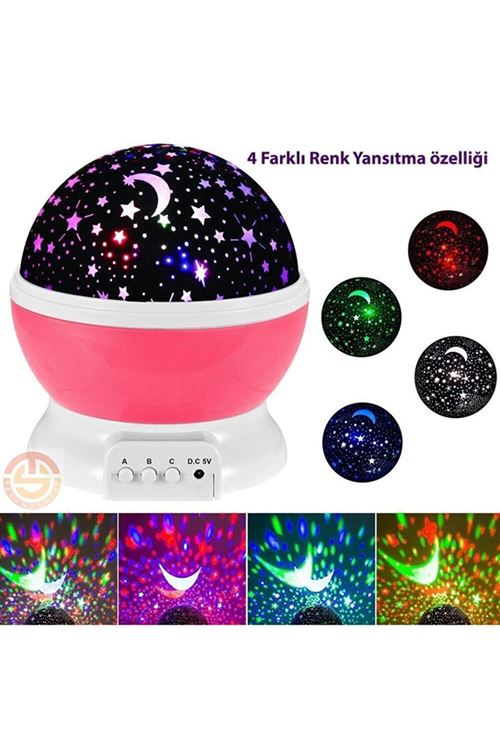 Star Master Renkli Yıldızlı Gökyüzü Projeksiyon Gece Lambası Masa Ay Yıldız Lamba