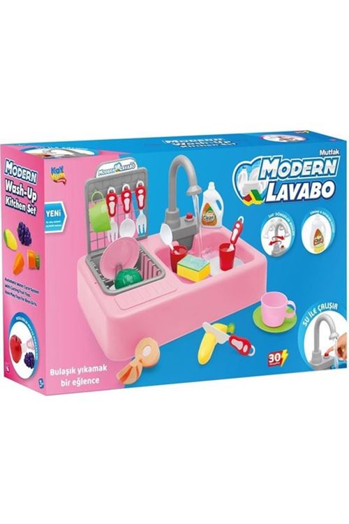 Modern Mutfak Çeşmeli Lavabo Set Mutfak Oyuncak Seti