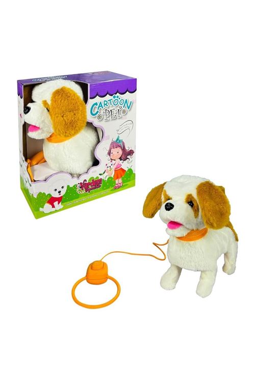 Peluş Oyuncak Tasmalı Havlayan ve Yürüyen Köpek  Kahve